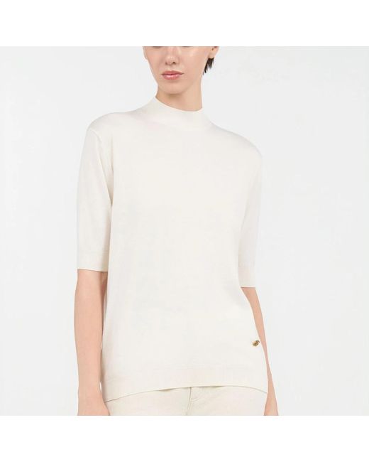 Roberto Cavalli White Round-Neck Knitwear