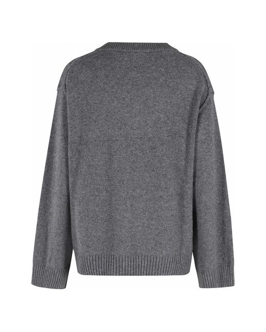 Ganni Core Future Wool Mix V Neck in het Gray