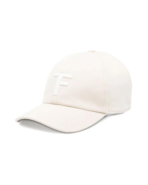Tom Ford Logo Canvas Baseball Cap in White für Herren
