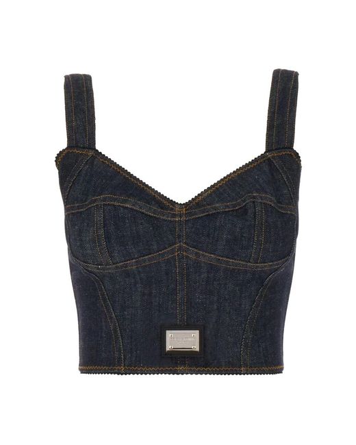 Dolce & Gabbana Blue Dunkelblaues denim-top