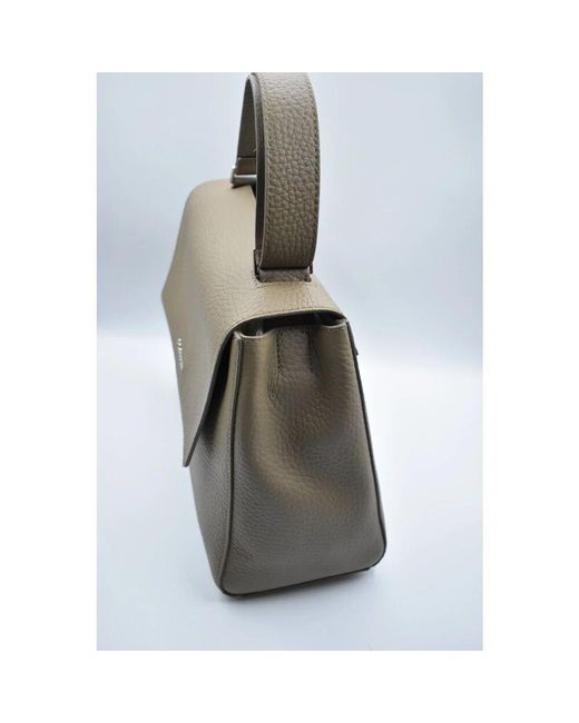 Orciani Gray Kiwi Leder Schultertasche Für Frauen