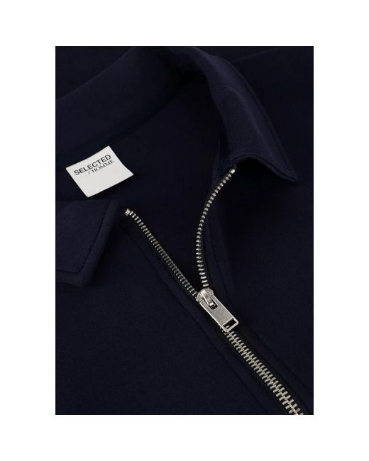 SELECTED Hoodies & Sweatvesten ,Blauw ,Zachte Full Zip Sweat Vest in het Blue voor heren