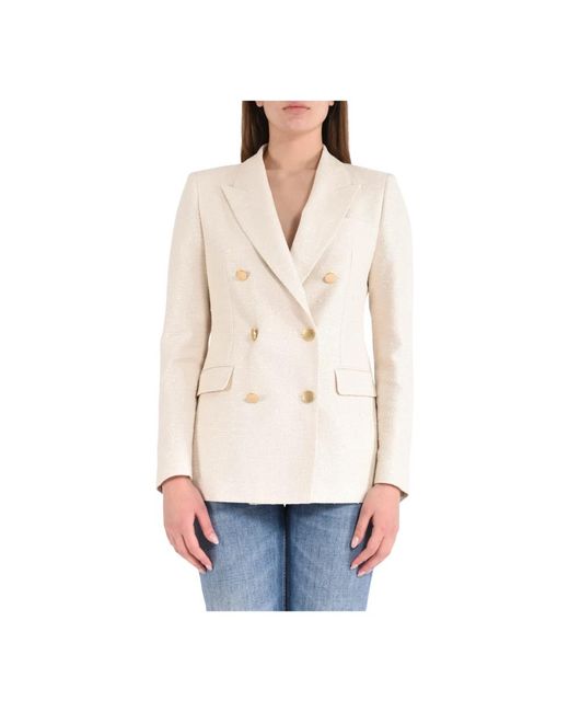 Tagliatore Jassen ,Katoen Dubbelbreasted Jas Model J-Paris in het White