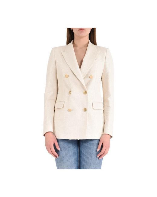 Tagliatore Jassen ,Katoen Dubbelbreasted Jas Model J-Paris in het White