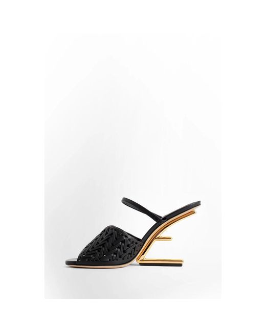 Fendi Black Schwarze f-absatz sandale