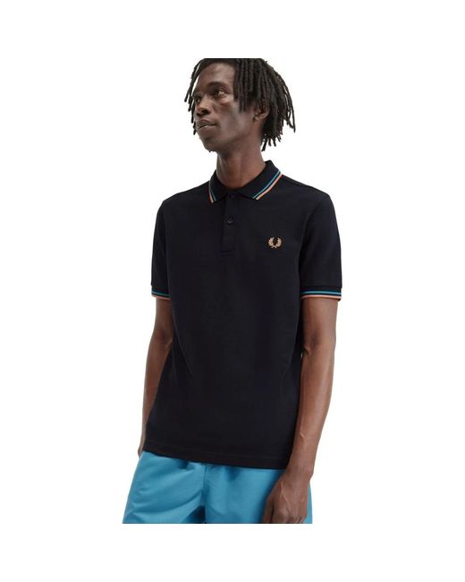 Fred Perry Tops ,Blauw ,Marino Twin Tipped Polo Shirt in het Black voor heren