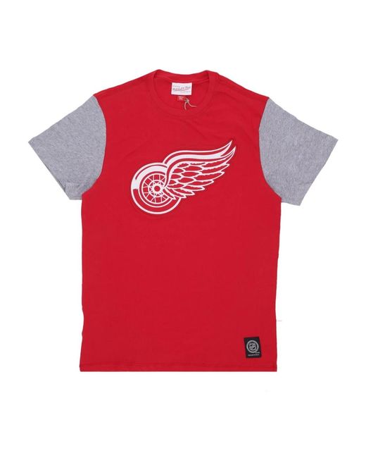Mitchell & Ness Tops ,Rood ,Nhl Kleurblokkerend T-Shirt Detred voor heren