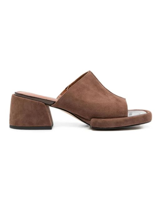 ADRIANNA FERETTI Brown Heeled Mules