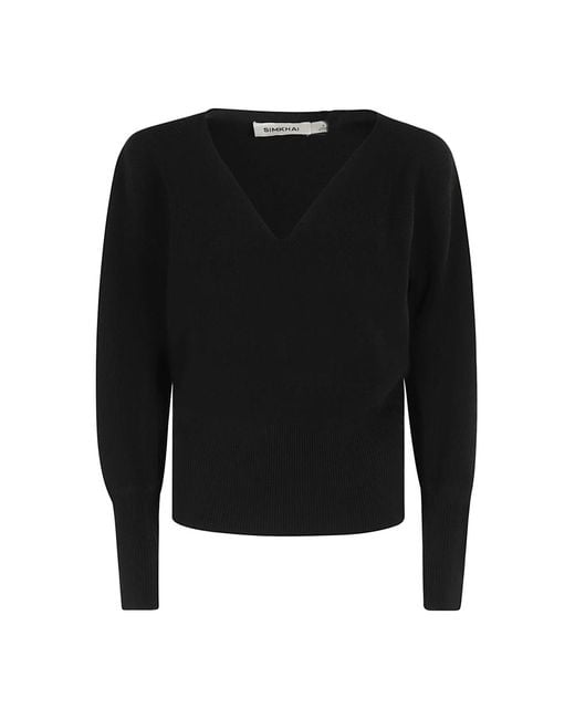 Knitwear > v-neck knitwear Jonathan Simkhai en coloris Black