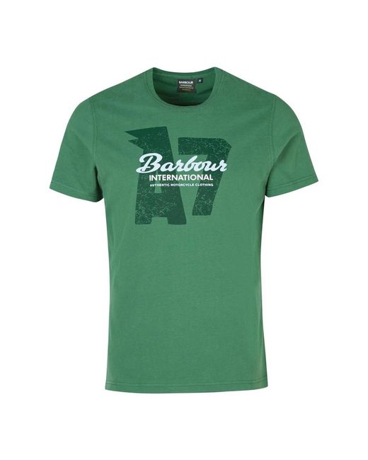 Barbour Tops ,Groen ,Katoen Grafische Print Racing T-Shirt in het Green voor heren