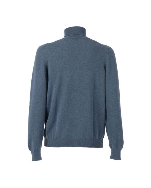 Fedeli Turtleneck Sweater in het Blue voor heren