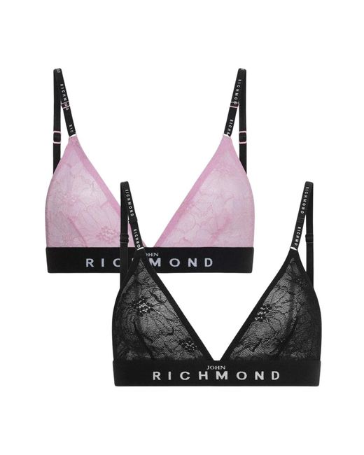 John Richmond Ondergoed ,Veelkleurig ,Twee-Pack Geborduurde Kanten Bh's in het Multicolor