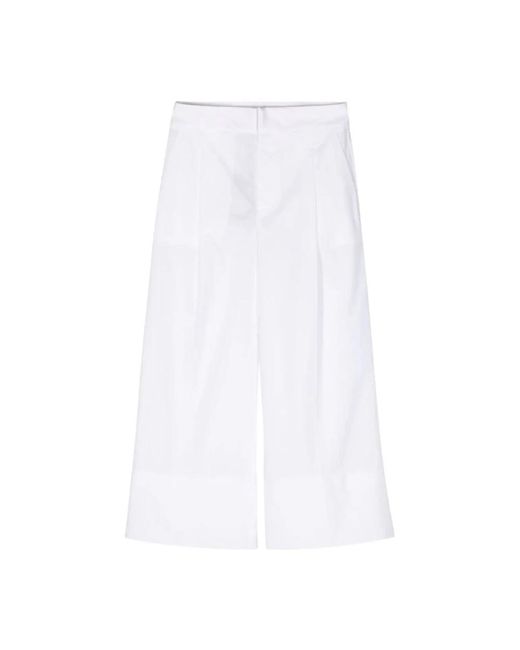 Cropped wide leg pants Twin Set de color White