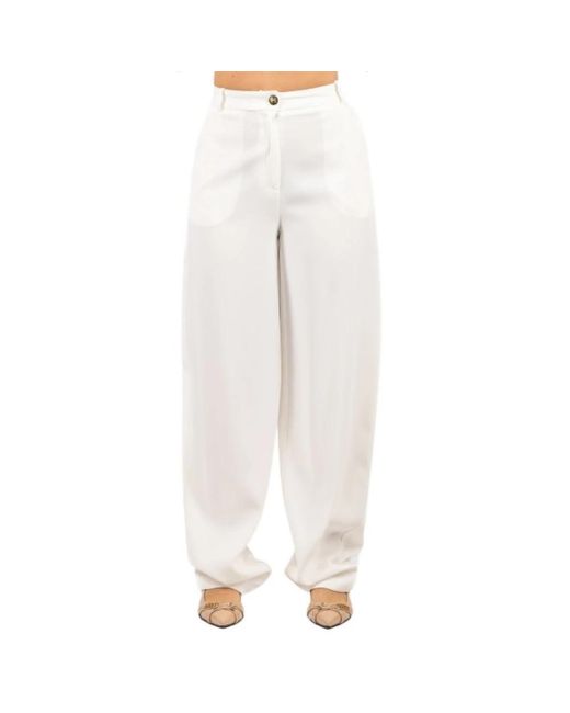 Elisabetta Franchi White Wide Trousers