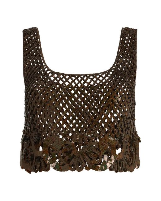 Alberta Ferretti Cropped Top Met Brede Bandjes in het Black