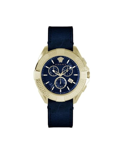 Versace Armbanduhr chronograph chrono sporty blau, gold 46 mm ve5ca0223 in Blue für Herren
