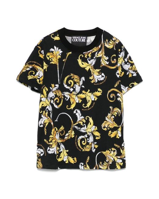 Versace Jeans Couture Black Schwarzes gold barocco t-shirt