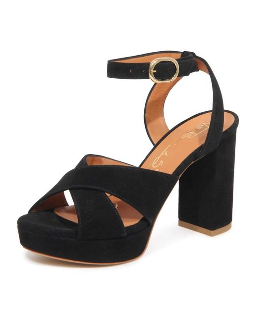Via Roma 15 Black High Heel Sandals