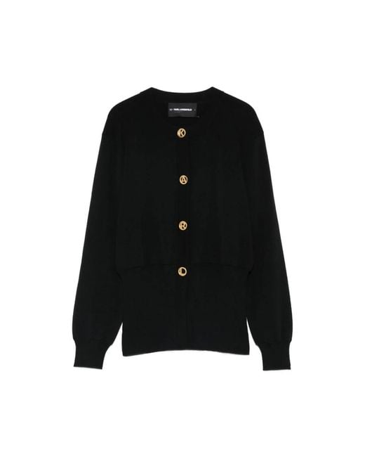 Karl Lagerfeld Truien & Vesten ,Zwart ,Cardigan Met Knopen in het Black