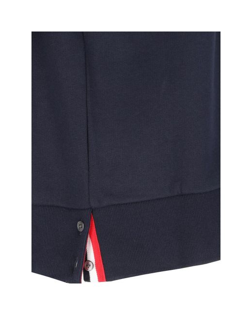 Thom Browne Blaue baumwoll-zip-hoodie mit maxi-taschen und tricolor grosgrain-detail in Blue für Herren