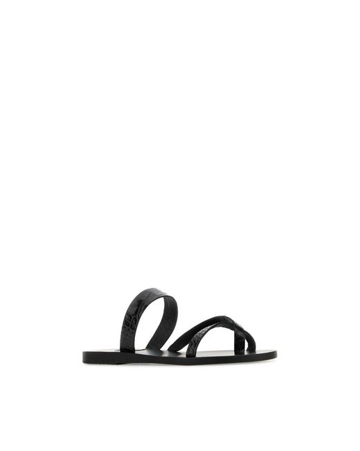Ancient Greek Sandals Black Flip Flops