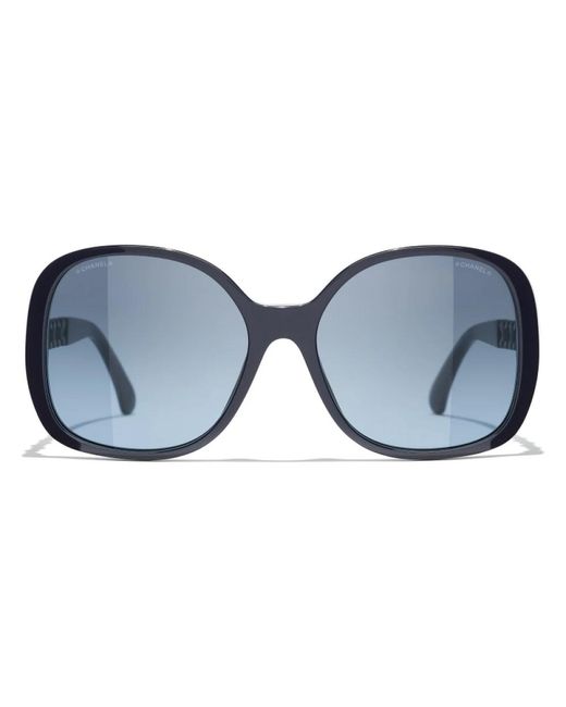 Chanel Blue Ikonoische sonnenbrille mit blauen gläsern