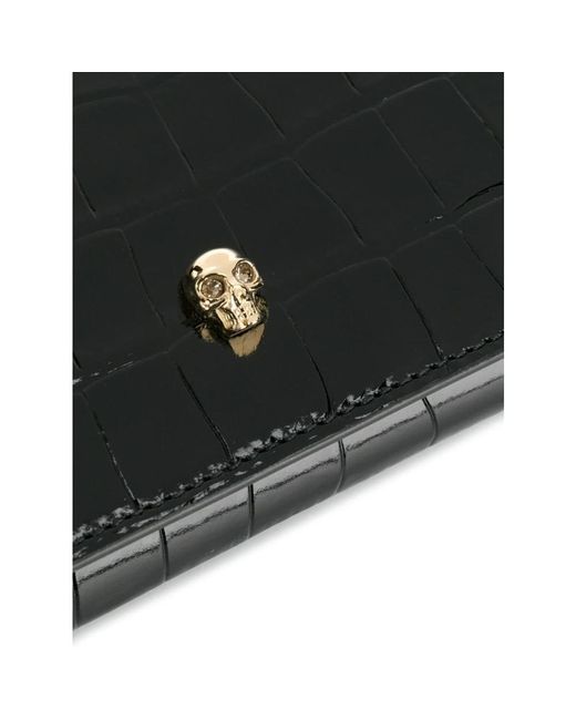 Alexander McQueen Black Croco print chain wallet