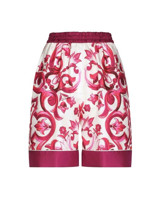 Dolce & Gabbana Red Seiden Shorts