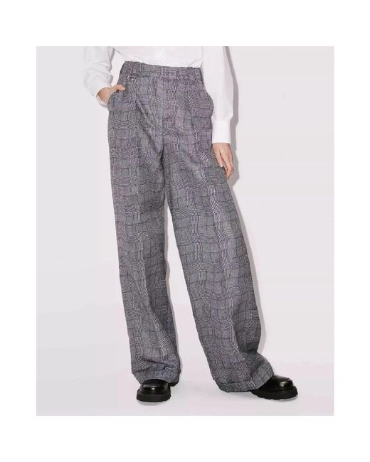 KENZO Gray Weite karierte hose