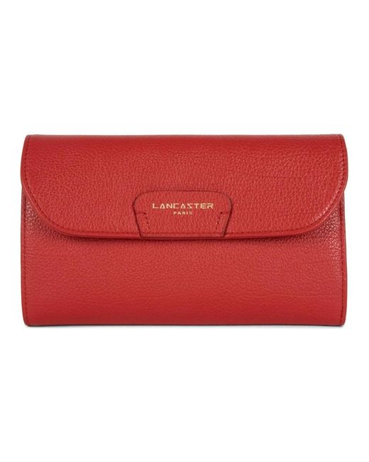 Lancaster Accessoires ,Rood ,Leer Leren Portemonnee Met Kaartsleuven in het Red