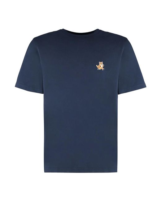 T-shirt in cotone con stampa di Maison Kitsuné in Blue da Uomo