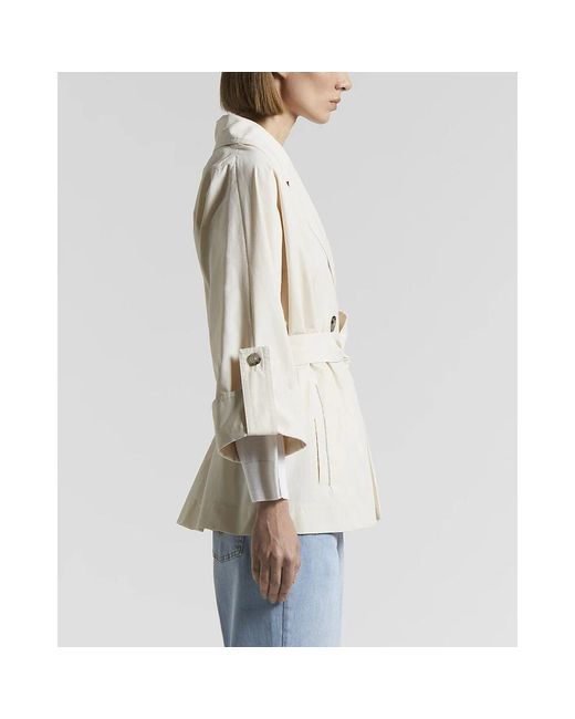 Peserico Natural Trenchcoat Aus Technischer Baumwollfaille