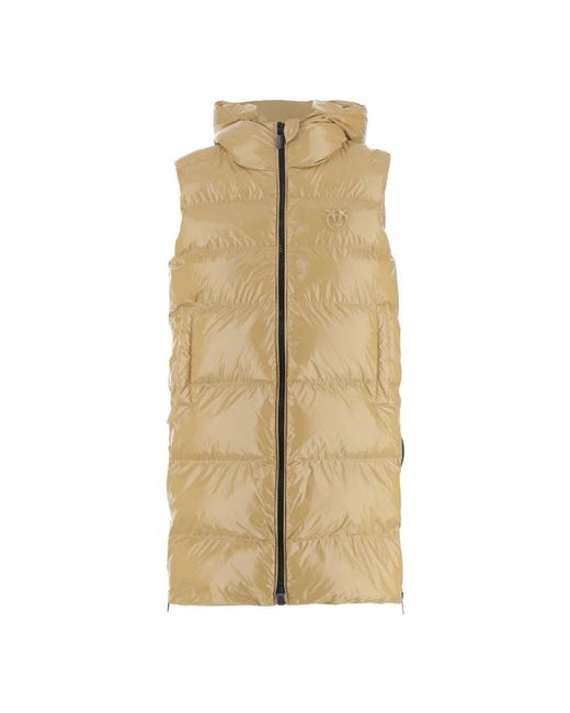 Pinko Natural Nylon Kapuzenärmellose Gepolsterte Weste