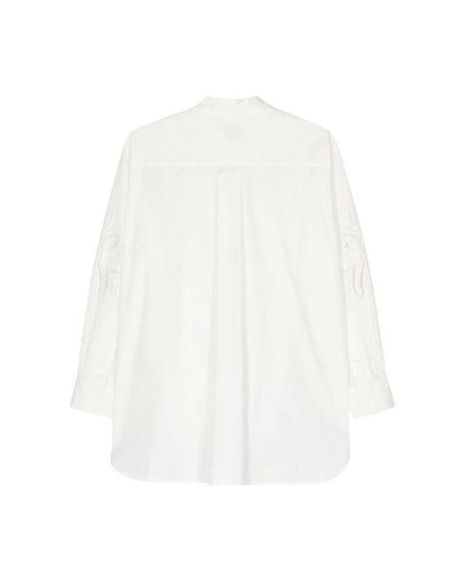 Paul Smith White Weiße baumwollbluse mit broderie anglaise