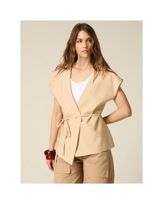 Oltre Jassen ,Polyester Unstructured Wrap Jacket in het Natural