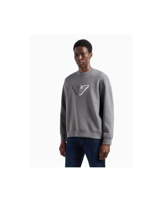 Emporio Armani Doppelter jersey-rundhalspullover in Gray für Herren
