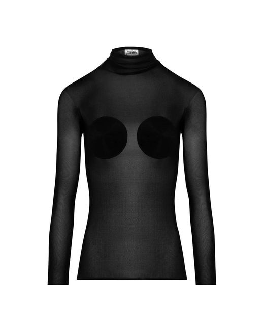 Jean Paul Gaultier Black Schwarzes Durchsichtiges Top Mit Ausschnitt Ss25