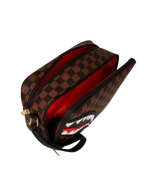 Sprayground Brown Vegan Leder Kulturbeutel Mit Fächern