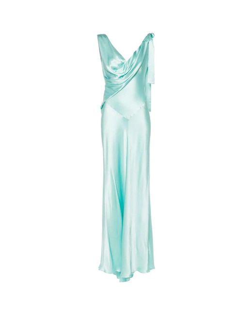 Alberta Ferretti Blue Dress With Draped Details