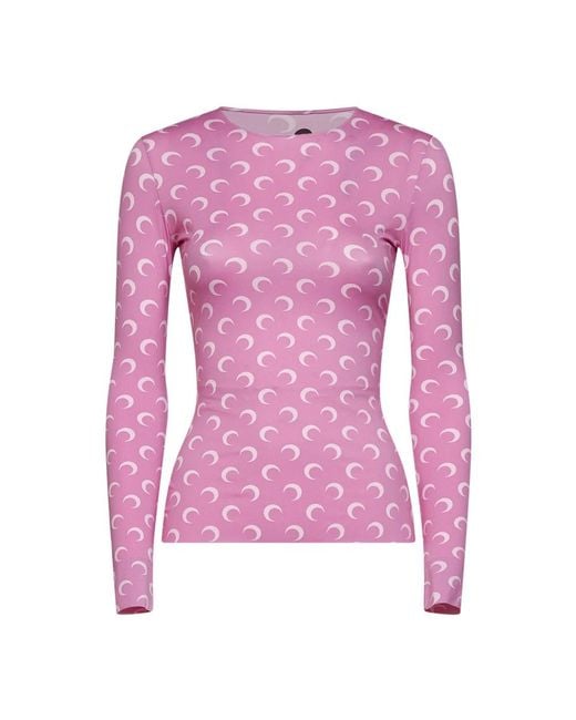 MARINE SERRE Pink Long Sleeve T-Shirts