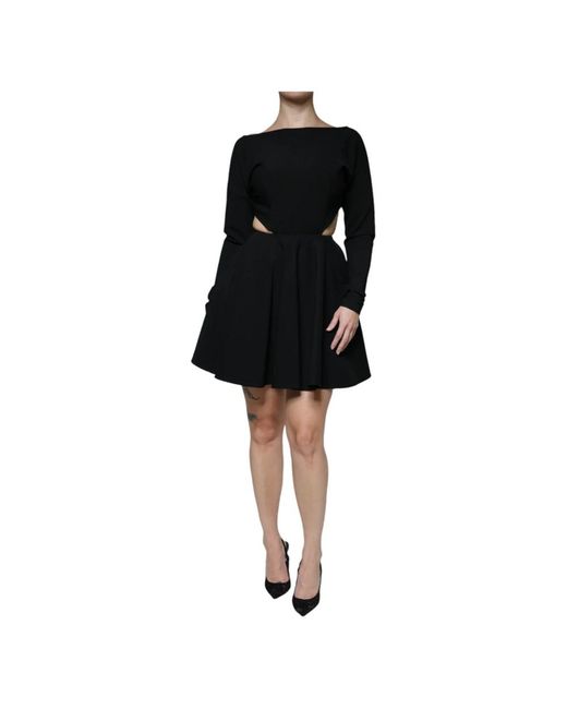 Dolce & Gabbana Zwart Viscose A-Line Mini Jurk in het Black