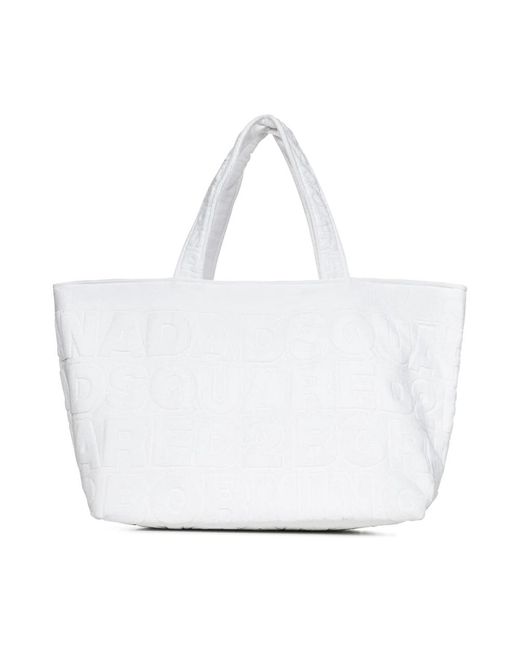 DSquared² White Strand logo einkaufstasche weiß