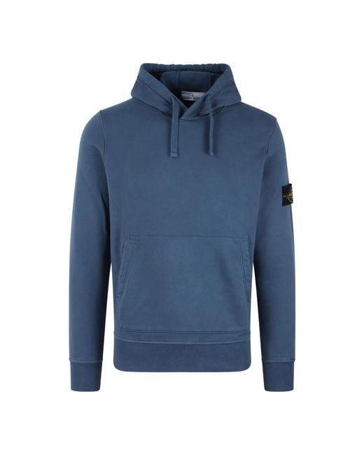 Felpa classica con logo e badge di Stone Island in Blue da Uomo