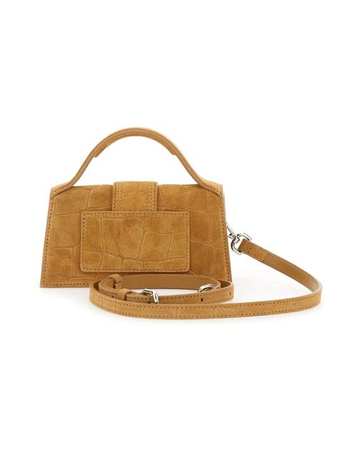 Jacquemus Brown Le Bambino Handtasche Aus Beigem Krokodil-Geprägtem Leder