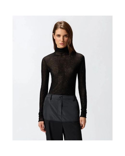 Pinko Truien & Vesten ,Zwart ,Wol Long-Sleeve Turtleneck in het Black