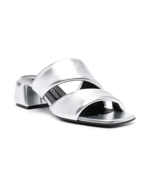 Sergio Rossi White Silberne sandalen mit gepolstertem design