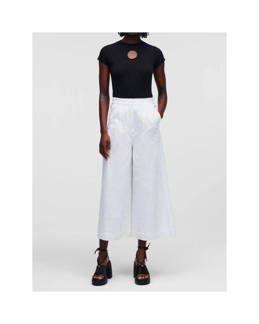 Karl Lagerfeld White Wide Trousers