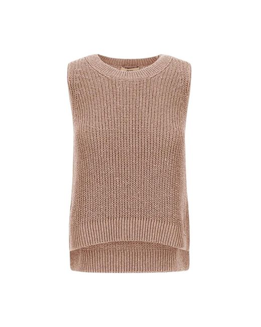 Herno Truien & Vesten ,Roze ,Katoen Glitter Knit Vest in het Brown