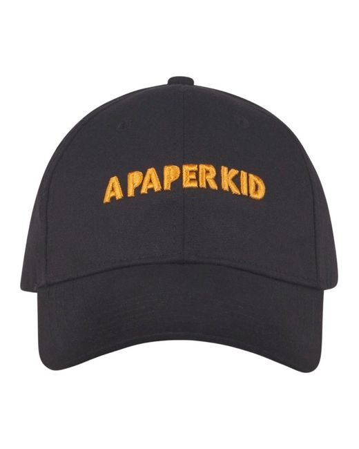 A PAPER KID Accessoires ,Zwart ,Polyester Geborduurde Baseballpet in het Blue voor heren