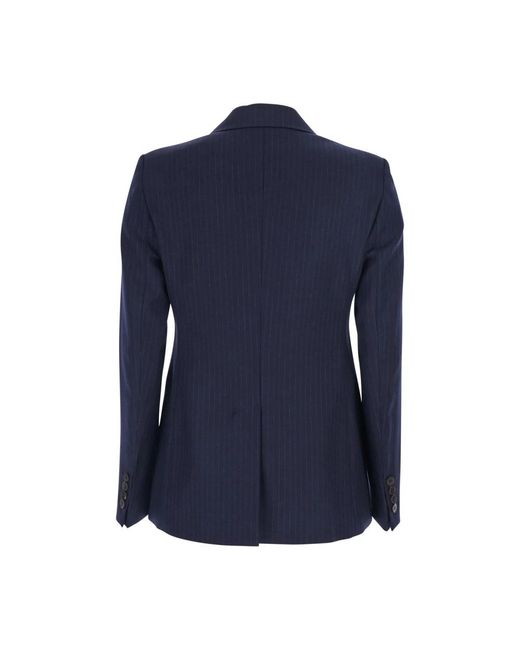 Max Mara Jassen ,Blauw ,Wol Peak Lapel Jacket in het Blue